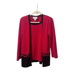 Olivia Rose New York Cárdigan Sweater RedShiny‎ Open Front  Size Large